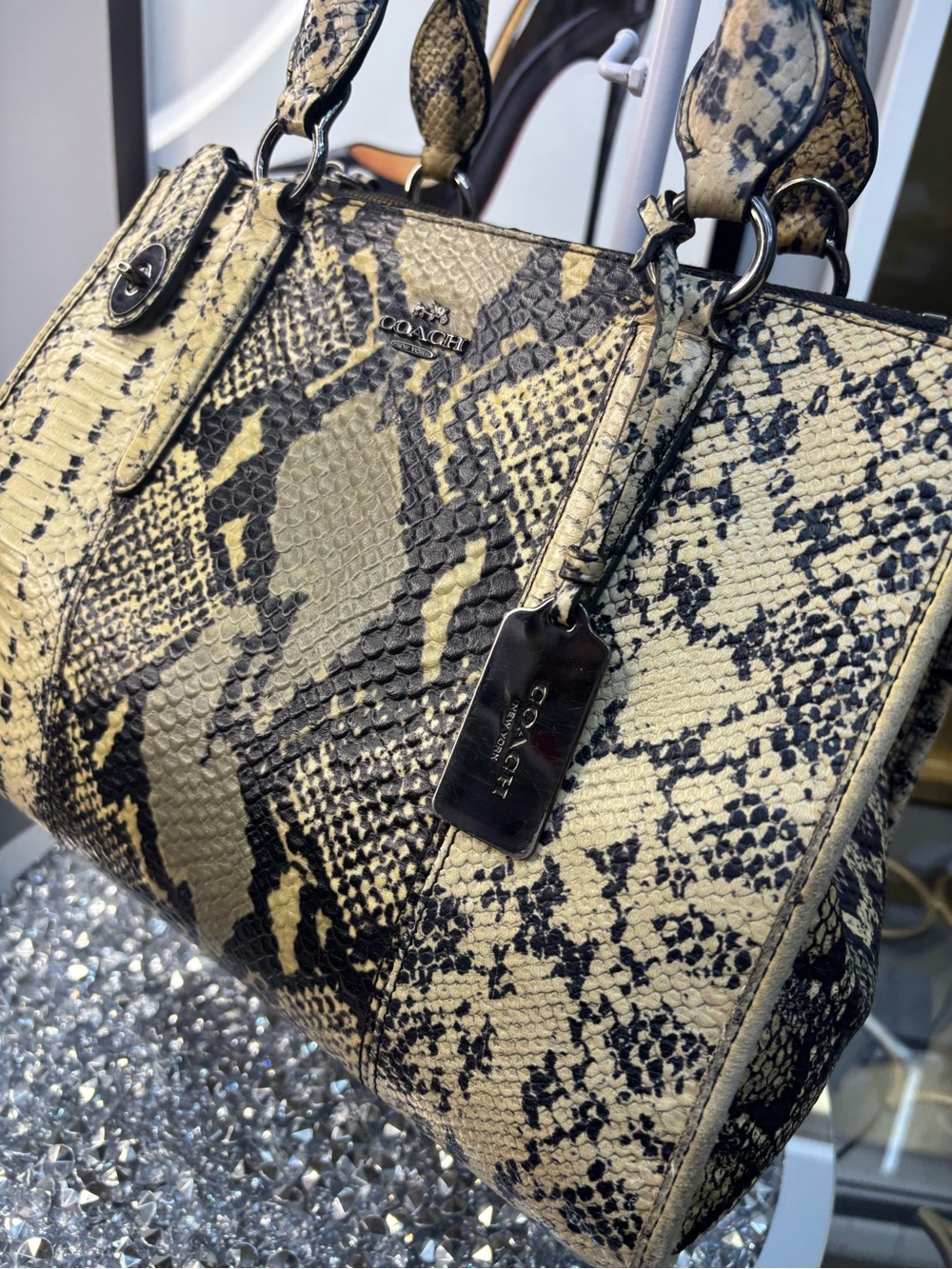 Coach 2015 Crosby Python embossed carryall EUC - Picture 2 of 11